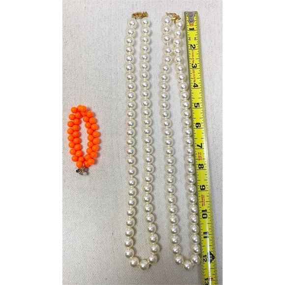 J Crew Crew Cuts Kids 3pc log Faux Pearl Necklaces, orange bracelet - Picture 5 of 5
